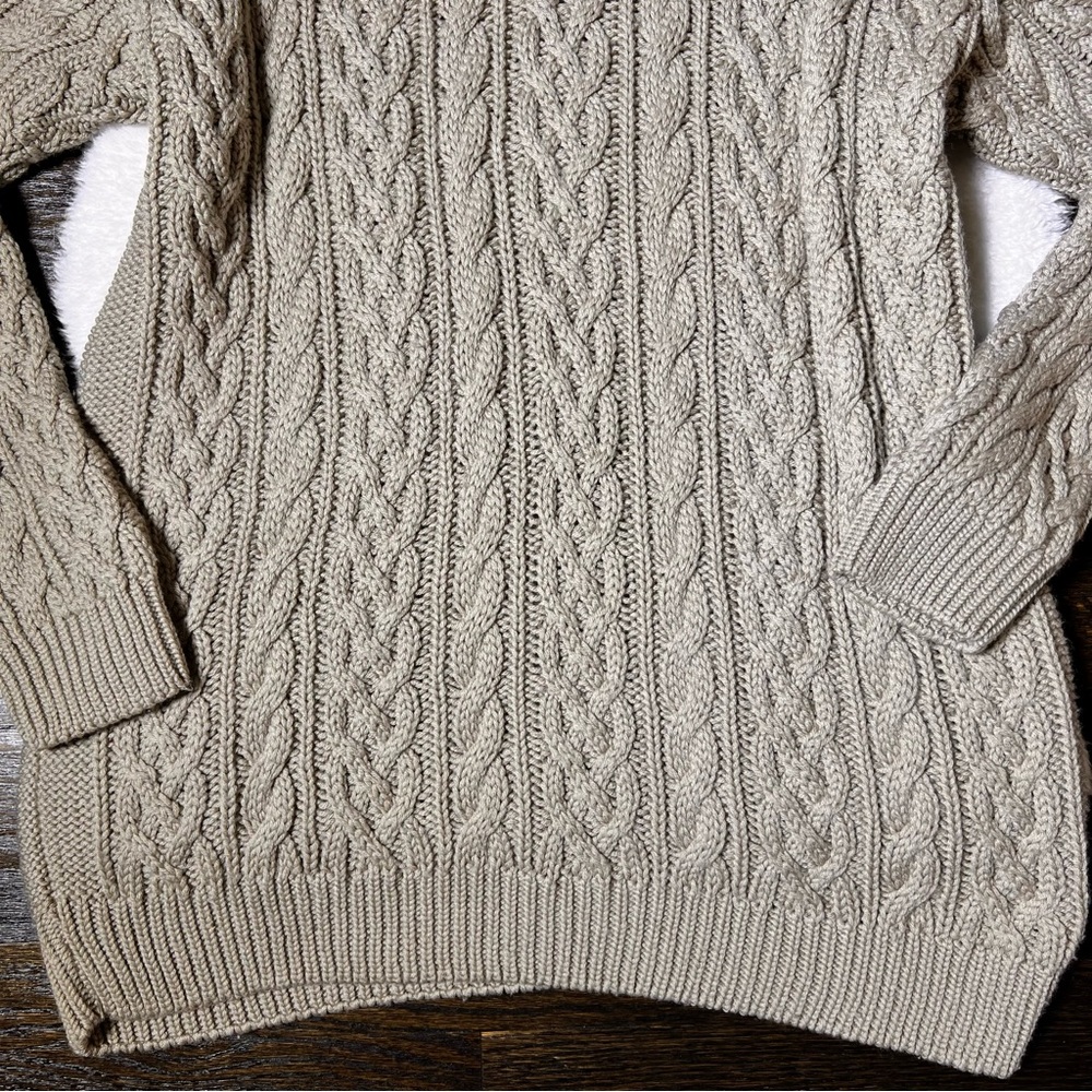 Ivan Grundahl Beige Merino Wool Cable Knit Turtleneck Sweater Dress Medium - Picture 3 of 14